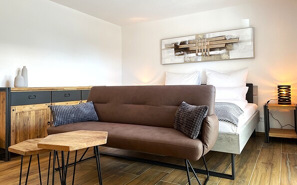 ‘Zum Steiger’, living and sleeping area, Foto: Ulrike Haselbauer, Lizenz: Tourismusverband Lausitzer Seenland e.V.