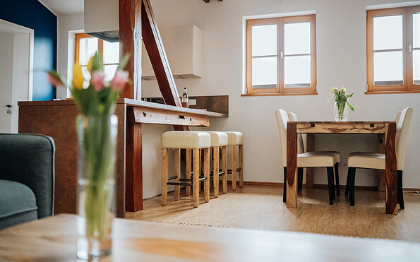 Ferienwohnung Flussnixe - Dining area and kitchen, Foto: Frau Ahner, Lizenz: Galand Service GmbH
