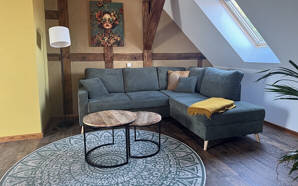 Ferienwohnung am Schlossberg Naugarten Wohnbereich, Foto: Anet Hoppe