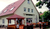Blick zur Dampflok, Foto: Pension Dampflok