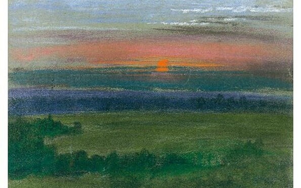 Chorin bei Sonnenuntergang, Pastellkreide auf Velin, auf Karton montiert 24,5 x 34 cm, 1906., Foto: Max Taut, Lizenz: Max Taut