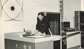 Arbeit am Graphomaten, 1964 , Foto: ZCOM-Stiftung, Lizenz: ZCOM-Stiftung