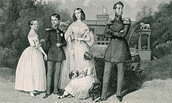 Nach Theodor Hosemann: Prinz Carl von Preussen mit Familie vor dem Schloss Glienicke, um 1842, Foto: Daniel Lindner, Lizenz: SPSG