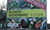 Plakat Wochenmarkt Wildau, Foto: Petra Förster, Lizenz: Tourismusverband Dahme-Seenland e.V.