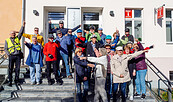 Auf der Teltower Rathaustreppe, Foto: Oliver Pagels, Lizenz: Stadt Teltow