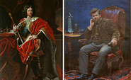 LINKS J.F. Wentzel (vermutl.), Porträt Friedrich I. in Preußen, 1701 - RECHTS G. Sassnick, Porträt Fritz Rumpf, 1896 , Foto: M. Lüder, Lizenz: © Potsdam Museum