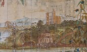 Schloss Pfaueninsel, Otaheitisches Kabinett , Detail des Wandgemäldes von Peter Ludwig Lütke, Foto: Andreas Lechtape (CbDD), Lizenz: Bildarchiv Foto Marburg, SPSG