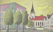Lothar Gericke: &quot;Biesenthal Markt - Blick zur Kirche&quot;, Foto: Reproduktion Annette Felies-Gericke, Lizenz: Infopunkt Kunst