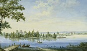 Johann Friedrich Nagel (Zuschreibung), Rheinsberg, „Ansicht der Insel Remus zu Rheinsberg“, um 1795, Foto: SPSG, Lizenz: SPSG