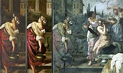 Artemisia Gentileschi, Bathseba im Bade, verschiedene Zustände während der Restaurierung, Foto: Bärbel Jackisch, Lizenz: SPSG