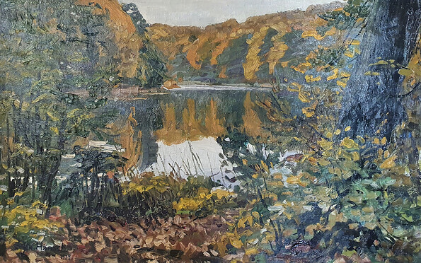 „Regenbogensee – Herbst“, 1938, Öl auf Leinwand, 60,3 x 80,2 cm, Foto: Johannes Hänsch, Lizenz: Museum der Havelländischen Malerkolonie