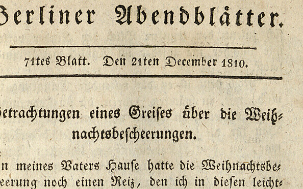 Berliner Abendblätter, 21. Dezember 1810, Foto: Staatsbibliothek zu Berlin – Preußischer Kulturbesitz