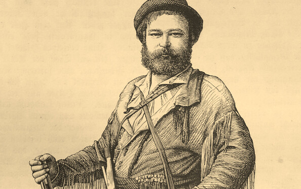 Balduin Möllhausen inszeniert sich als Trapper, aus „Die Gartenlaube“, 1862, Foto: Peter Bolz, Lizenz: Sammlung Dr. Peter Bolz