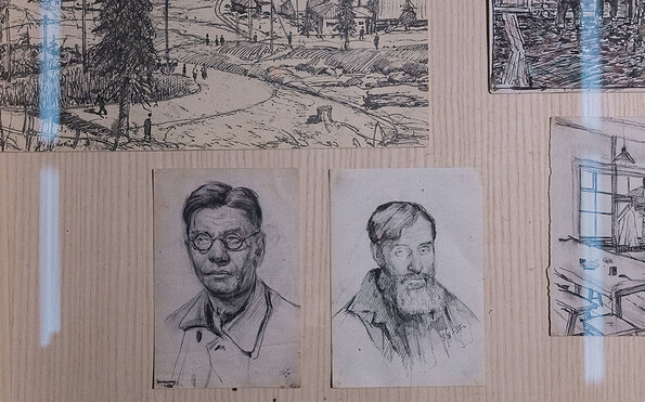Zwei Porträts von Häftlingen, im Lager gefertigt von Iwan Suchanow, Foto: Margarita Novoselova
