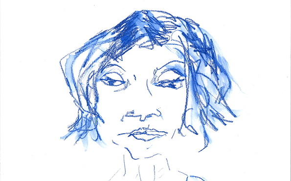 blaue energische Frau, Foto: Britta von der Behrens, Lizenz: Britta von der Behrens