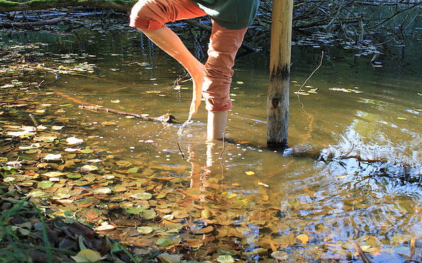 Kneipp-Wassertreten im Kneipp-Erlebnisgarten Drei Eichen, Foto: Josephin vom Schloss, Lizenz: Drei Eichen