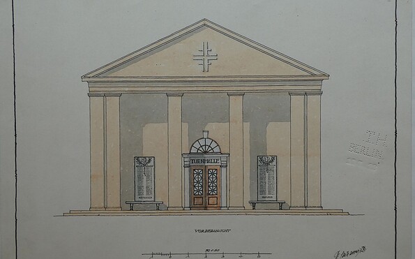 Entwurf Turnhalle Felix Sacharowitz, Foto: Monika Schwarz, Lizenz: Monika Schwarz