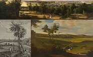 J.F. (Bild 1) Eduard Freyhoff, Blick auf Potsdam vom Brauhausberg, 1839  (Bild 2) Andreas Ludwig Krüger, Erste Ansicht auf die Stadt Potsdam, 1772 , (Bild 3) Abraham Begeyn (zugeschrieben), Ansicht des Dorfes Falkenrehde, um 1690 , Foto: Digitalisierungslabor der FH Potsdam, Michael Lüder, , Lizenz: Potsdam Museum