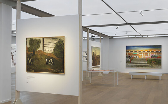 Installationsansicht der Ausstellung Wohnkomplex. Kunst und Leben im Plattenbau, DAS MINSK Kunsthaus in Potsdam 2025. Sammlung Hasso Plattner; Harald Metzkes, © VG Bild-Kunst, Bonn 2025, Foto: Jens Ziehe