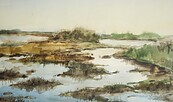 Kurt Hübner, Flachwasser am See, 1998, Aquarell , Foto: Linke, Lizenz: Museum OSL