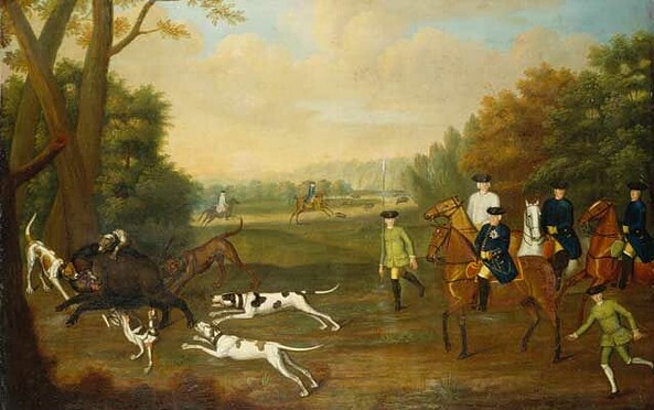 Unbekannt: Sauhetze mit Friedrich Wilhelm I. bei Königs Wusterhausen, Foto: Roland Handrick, Lizenz: SPSG