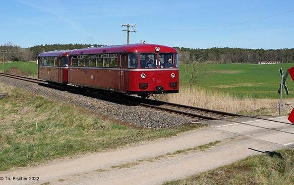 Schienenbus auf Fahrt für die Berliner Eisenbahnfreunde, Foto: Thomas Fischer, Lizenz: Berliner Eisenbahnfreunde e. V.