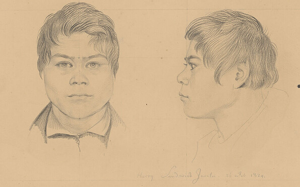 Harry von den Sandwich-Inseln, en face und im Profil nach links.; Werkverzeichnis 1334, Foto: Archiv der Akademie der Künste, Berlin, Lizenz: Archiv der Akademie der Künste, Berlin