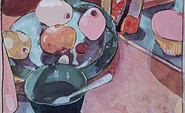Pastellfarbenes Stillleben mit Obst und Gegenständen, Foto: Gabriele Klose, Lizenz: Kunstverein Glashütte