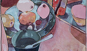 Pastellfarbenes Stillleben mit Obst und Gegenständen, Foto: Gabriele Klose, Lizenz: Kunstverein Glashütte