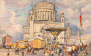 Foto: Otto Heinrich, Rummel vor der zerstörten Nikolaikirche, 1951 © Michael Lüder